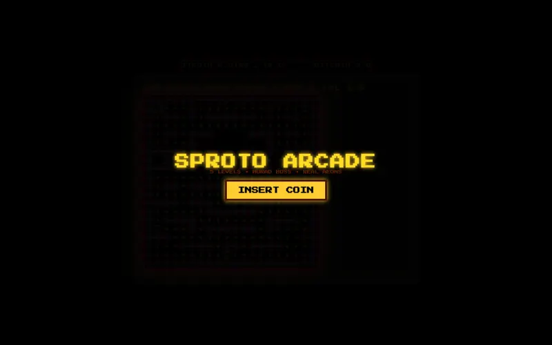 SPROTO ARCADE title screen